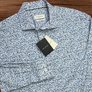 Bugatchi Blue LS Button Down Shirt. Comfort Stretch.  Shaped Fit - Medium.